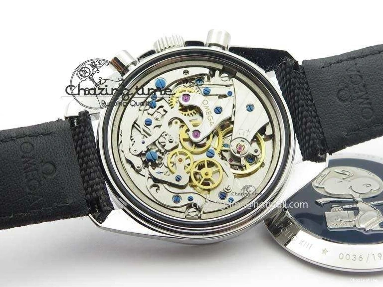 1229 TimelessDesign Speedmaster JHF SS Snoopy Award 45th Anniversary White Dial On Black Nylon Strap 8209